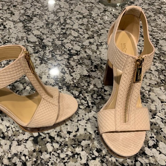 Michael Kors Leather Zip-Up Block Heel Sandals - Picture 2 of 2